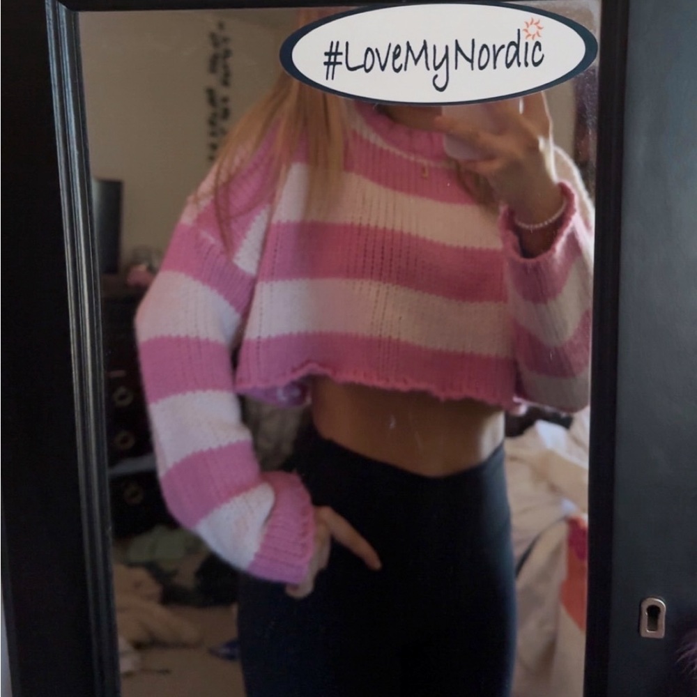 edikted pink crop sweater